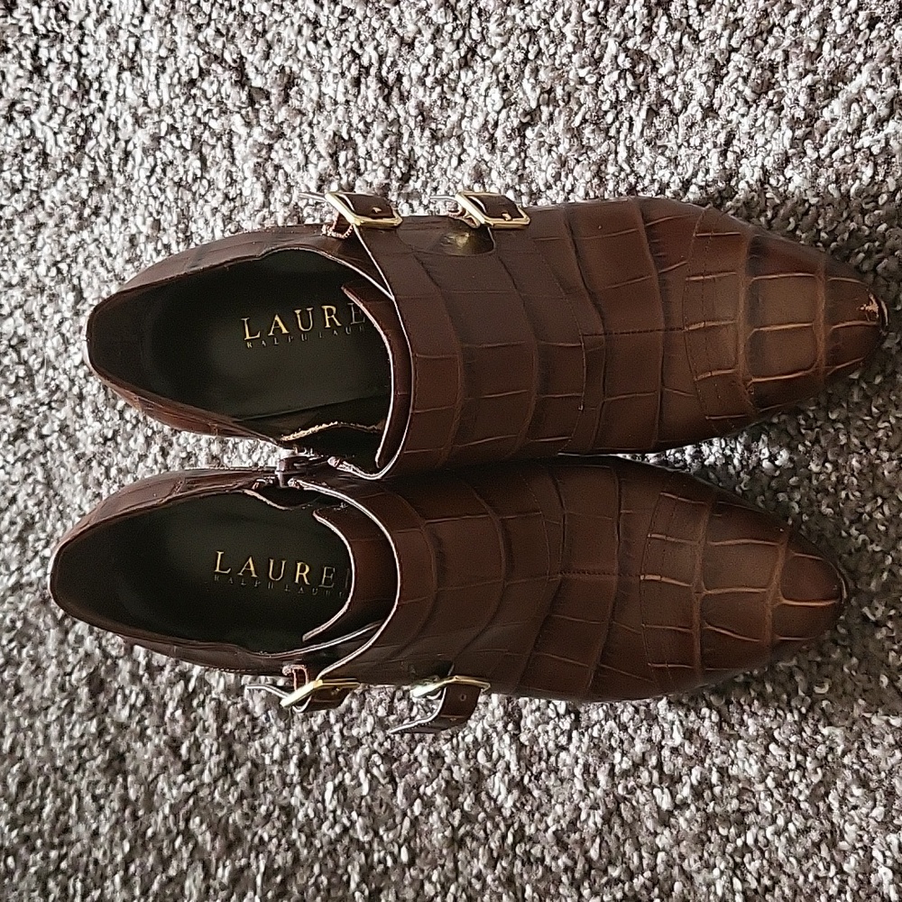 Women's Ralph Lauren Leather High Heel Bootie, Size 7
